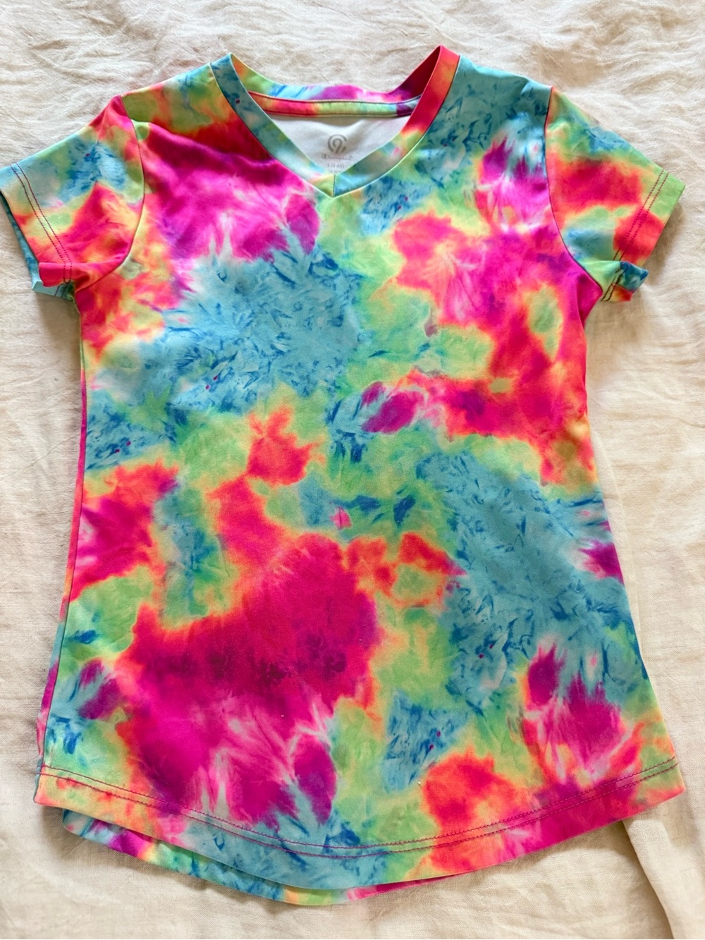 Champion Kids Tie-Dye V-Neck Tee — Neon Pink, Blue, Green, Yellow